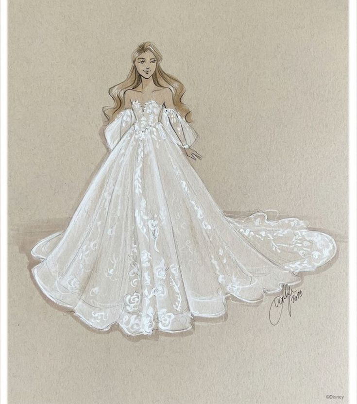 a drawing of a woman in a wedding dress