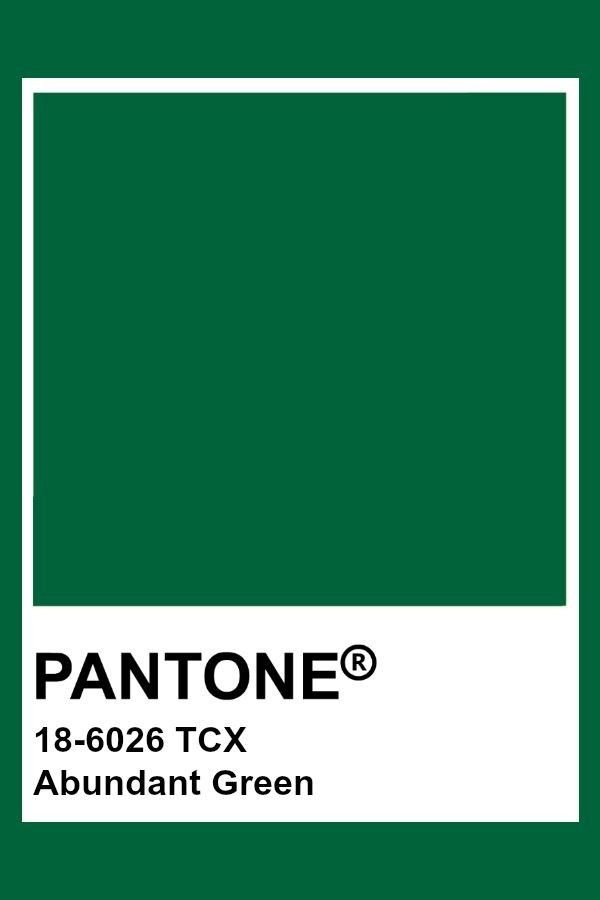 pantone's green color is shown in the box with white border and text that reads