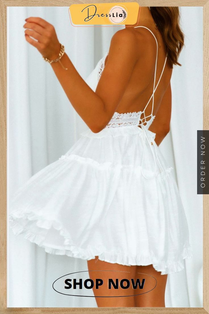 Karlidress Capture This Feeling White Dress P12454 Fitted Party Dress, Dress Peplum, Birthday Summer, Stitching Dresses, Dress Weights, Ruffles Fashion, Spaghetti Strap Mini Dress, Mini Robes, Types Of Dresses