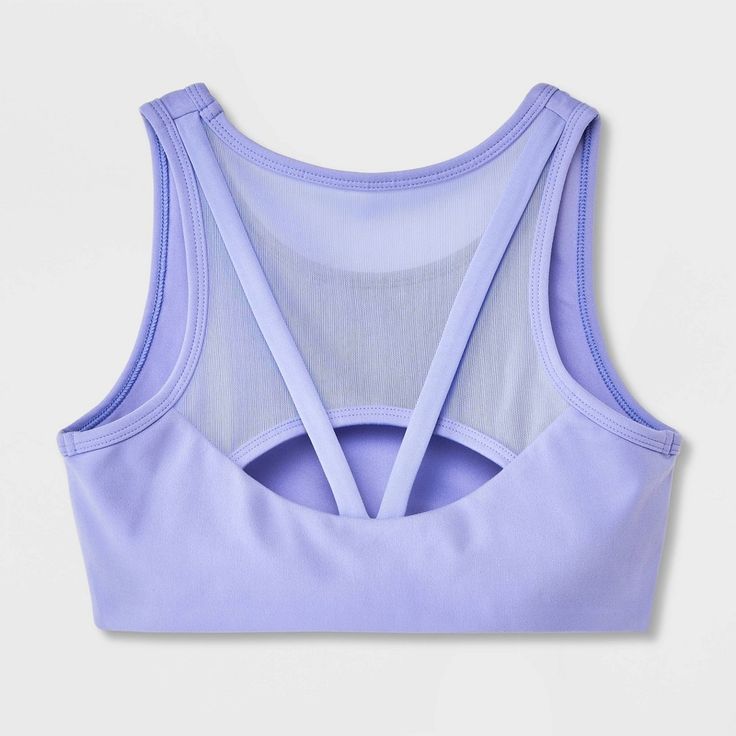 Discover comfort and support with The Girls' Sports Bra - All in Motion™. This bra is made from breathable fabric to reduce irritation on her skin. With a round neck and racerback design, this bra adds a sweet style to her look. Whether it's running tracks or hanging out with friends, this sports bra from All in Motion™ is suitable for everyday use. All in Motion™: Made for every move, priced for every day. Racerback Sports Bra With Built-in Padding For Light Exercise, Supportive Racerback Sports Bra For Light Exercise, Medium Support Racerback Sports Bra For Light Exercise, Racerback Sports Bra With Mesh Back For Gym, Mesh Back Racerback Sports Bra For Gym, Functional Racerback Crop Top For Training, Breathable Functional Racerback Crop Top, Racerback Crop Top For Sports With Light Support, Sports Crop Top With Light Support And Racerback