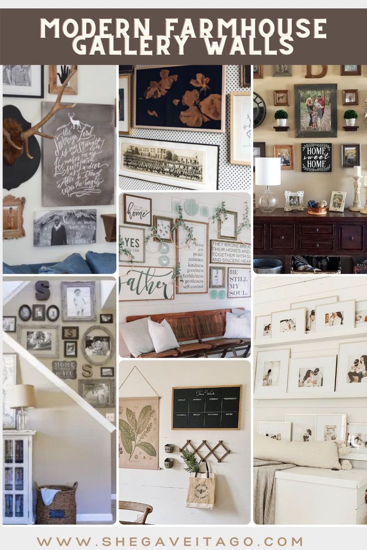 a collage of photos with the words modern farmhousee written on them and pictures