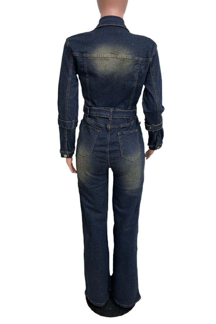 Embrace your love for denim with our Faded Love Belted Denim Jumpsuit! This stylish jumpsuit features a faded wash and a belted waist for a flattering fit. Perfect for any occasion, elevate your style game and make a statement with this versatile piece. Decoration Belted , Pockets Length Floor-Length Style Casual Fabric Type Blended fabrics , Denim Material Cotton , Spandex Neckline Turn-down Collar Pattern Type Solid Sleeve Length Full Season Spring / Autumn , Winter Fabric Slight Stretch Size Fitted Blue Denim Jumpsuit With Belt, Casual Denim Belted Jumpsuits And Rompers, Spring Denim Belted Jumpsuits And Rompers, Casual Denim Belted Jumpsuit, Denim Belted Overalls Jumpsuits And Rompers, Spring Denim Jumpsuit With Belt, Fitted Denim Jumpsuit With Belt, Fitted Belted Denim Jumpsuit, Belted Denim Jumpsuit For Spring