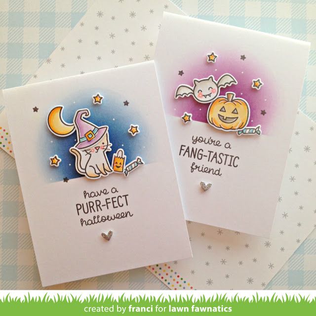 two greeting cards with the words you're a purr - fect halloween on them