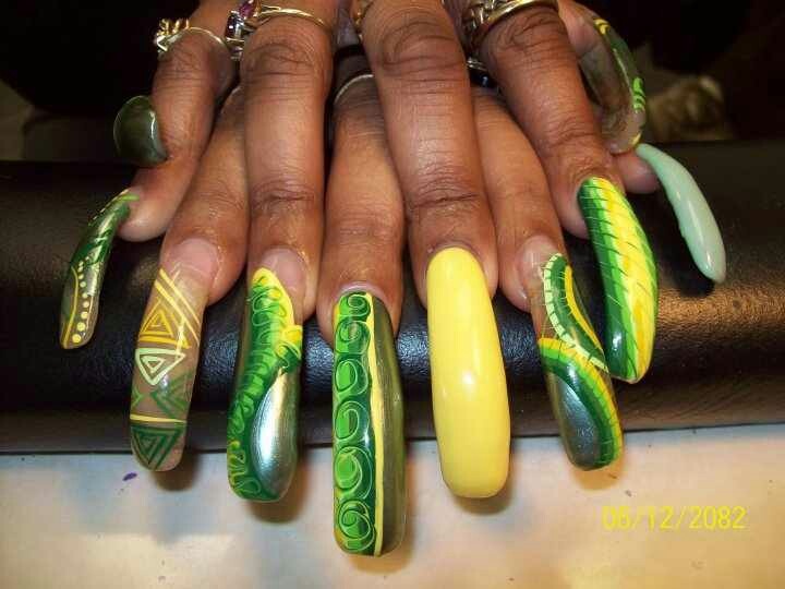 Yellow and green nails Yellow Green Nails Design, Yellow Green Nails, Green And Yellow Nails, Yellow Nail, Green Nail Designs, Yellow Nails, Yellow And Green, Green And Yellow, Green Nails