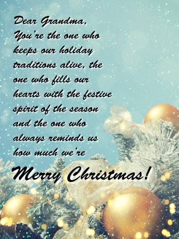 a christmas card with ornaments and lights on it's side, in front of a blue sky