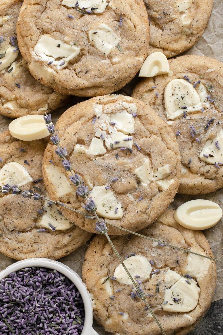 cookies with white chocolate and lavender sprinkles