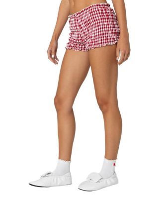 Edikted Gingham Scrunch Shorts Casual Gingham Bottoms With Elastic Waistband, Casual Gingham Bottoms With Relaxed Fit, Casual Gingham Relaxed Fit Bottoms, Summer Gingham Bottoms For Loungewear, Gingham Bottoms For Summer Loungewear, Summer Gingham Loungewear Bottoms, Trendy Gingham Bottoms Short Length, Trendy Gingham Short Bottoms, Trendy Gingham Short Length Bottoms