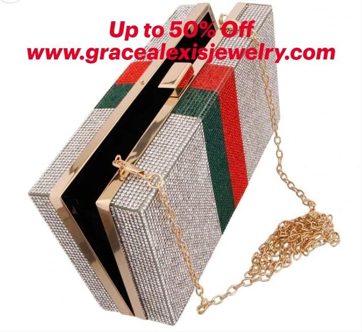 Designer Inspired Gold Metal with Clear and Red Green Stripe Rhinestone Hardcase Rectangle Clutch🔥Push Lock Closure. Black Lined Interior. Detachable Shoulder Chain Included. Clear Clutch, Shoulder Chain, Louis Vuitton Twist Bag, Green Stripes, Evening Bags, Red Green, Arrow Necklace, Gold Metal, Design Inspiration