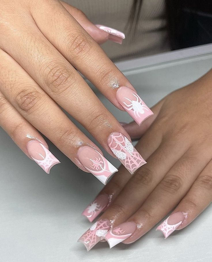 Tapered Squared Acrylics, Pretty Pink Nails Acrylic Square, Valentine Nail Inspo Simple, Blinged Out Nails Rhinestones Pink, 3d Acrylic Flowers Nails, Icons Pfps Y2k, Unique Acrylic Nails Short, Pink Spiderman Nails, Nails Acrylic With Initial