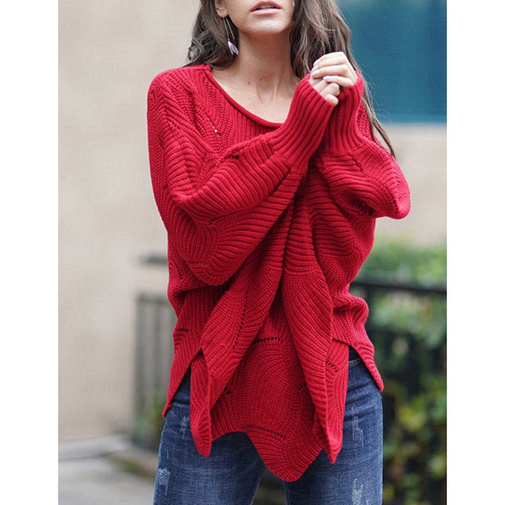 Red Knit Hollow-out Crew Neck Pullover Sweater Cozy Red V-neck Top, Red Long Sleeve V-neck Sweater For Winter, Red Cable Knit Long Sleeve Cardigan, Red Long Sleeve Cable Knit Cardigan, Red Winter Sweater For Layering, Red Textured Knit Long Sleeve Cardigan, Red Sweater For Winter Layering, Red Long Sleeve Textured Knit Cardigan, Red Cable Knit Crew Neck Sweater