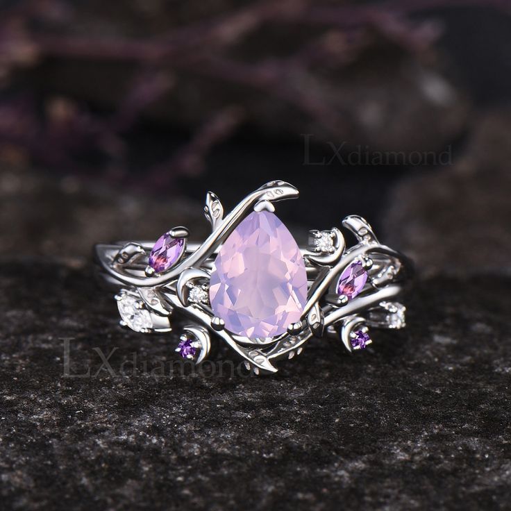 Purple Moonstone Ring For Anniversary, Purple Moonstone Gemstone Ring For Anniversary, Purple Wedding Rings, Sailor Moon Wedding, 2024 Wardrobe, Matching Couple Rings, Pretty Engagement Rings, Amethyst Engagement Ring, Lavender Amethyst