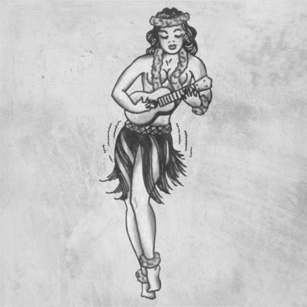 a drawing of a woman with a guitar