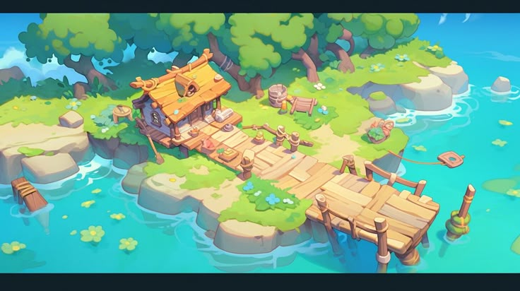 ArtStation - Bridge, Yami-Yami Background For Animation, Isometric Background, I Hate Fairyland, 3d Game Design, Dice Art, Yami Yami, Map Games, 2d Game Art, Isometric Art