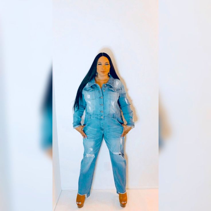 Baggy Denim Jumpsuit. Ripped Light Wash Denim Overall Jumpsuit, Trendy Ripped Blue Denim Jumpsuit, Blue Distressed Denim Overall Jumpsuit, Trendy Blue Distressed Denim Jumpsuit, Blue Distressed Denim Jumpsuit, Levis Overalls, Black Denim Overalls, Jean Short Overalls, Dickies Shorts