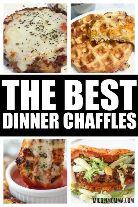 the best dinner chaffles are on display in this collage with text overlay