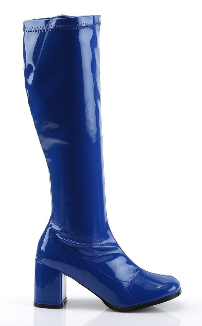 3" Block Heel Gogo Boots, Navy Blue Stretch Pat, Side ZipHEEL/PLATFORM : 3" HeelFIT GUIDE : U.S women's sizing-refer to size chart for more info. VEGAN : Yes 60’s Style, Gogo Boots, Blue Boots, Wardrobe Update, Fancy Shoes, Womens Heels, Electric Blue, Rubber Rain Boots, Ballet Flats