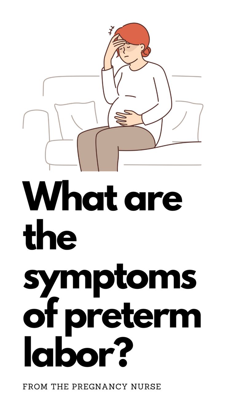 a woman sitting on a couch with the words what are the symptoms of preterm labor?