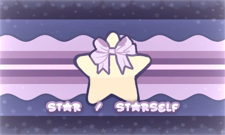 a star with a bow on it is in front of a purple and blue background