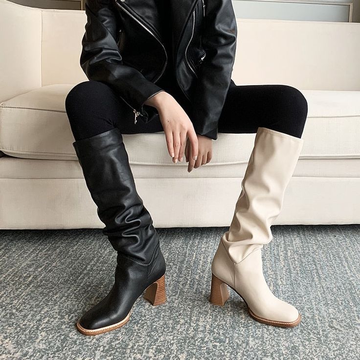 Stay warm and stylish this winter with our Handmade 2023 Casual Square Toe Knee Boots for women. Made from genuine leather. these boots are both durable and comfortable. The knee-high design provides ample coverage from the cold. while the square toe adds a touch of sophistication. Perfect for both casual and dressy outfits. these boots are the ultimate must-have for any winter wardrobe. Handcrafted with care. these shoes are the perfect combination of comfort and style. Order now and stay cozy Warm Winter Shoes, Women Leather Boots, Knee Thigh Boots, Basic Boots, Leather Knee Boots, Fur Shoes, Thigh Boots, Pu Heels, Slip On Boots