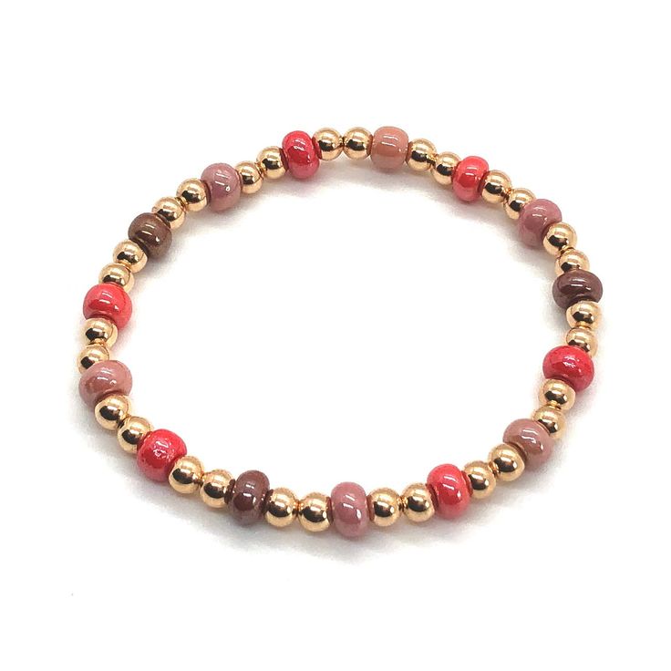 Colorful Beaded Bracelets | Large Multicolor Beads | Gold/Silver Beads – Strands and Bands by Fran Adjustable Red Stretch Bracelet For Everyday, Adjustable Coral Beaded Bracelets With Colorful Beads, Trendy Red Beaded Bracelets With Colorful Beads, Trendy Red Bracelets With Colorful Beads, Everyday Red Jewelry With Colorful Beads, Everyday Colorful Beaded Stretch Bracelet, Red Round Beads Bracelet For Everyday, Red Colorful Beaded Bracelets For Everyday, Orange Beaded Bracelets For Everyday Wear