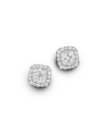 A stunning pair of diamond cluster stud earrings in 14K white gold. Luxury Cluster Diamond Earrings With Single Cut Diamonds, White Diamond Cluster Earrings For Formal Events, White Diamond Cluster Earrings For Formal Occasions, Platinum Cluster Diamond Earrings For Formal Occasions, White Cluster Diamond Earrings For Formal Occasions, Dazzling Cluster Diamond Earrings For Formal Occasions, Dazzling Cluster Diamond Earrings For Formal Events, Timeless Cluster Earrings With Brilliant Cut Cubic Zirconia, Diamond White Diamond Earrings With Pave Setting For Formal