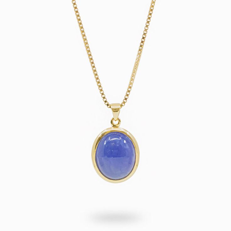 Oval Cabochon Tanzanite necklace Luxury Oval Tanzanite Necklaces, Elegant Sapphire Jewelry With Natural Stones, Formal Sapphire Gemstone Necklace, Sapphire Necklaces With Natural Stones, Sapphire Necklace With Natural Stones, Yellow Gold Tanzanite Oval Necklace, Luxury Sapphire Oval Necklace, Luxury Oval Sapphire Necklace, Sapphire Necklaces With Natural Stones For Gifts