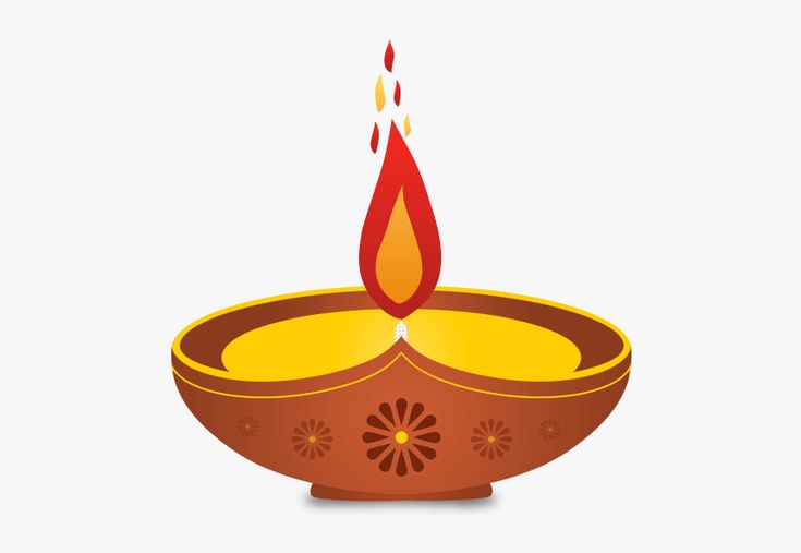 a bowl with a lit candle in it on top of a white background, that says happy diwali