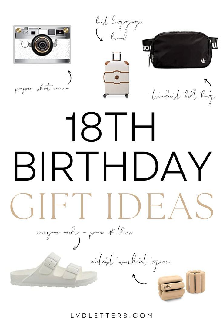 18th birthday gift ideas. Collage of different 18th birthday gift ideas including paper shoot camera, lululemon fanny pack, suitcase, white birkenstocks, bala bangles What To Get Her For Her Birthday, What To Ask For 18th Birthday, 18th Bday Gifts, 18th Birthday Wishlist, 18th Birthday Gift Ideas, Gift For Friend Girl, Gifts For 18th Birthday, 18th Bday, Bday Gifts