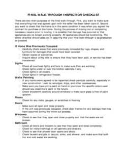 a document with the words final walk through inferction checklist written below it