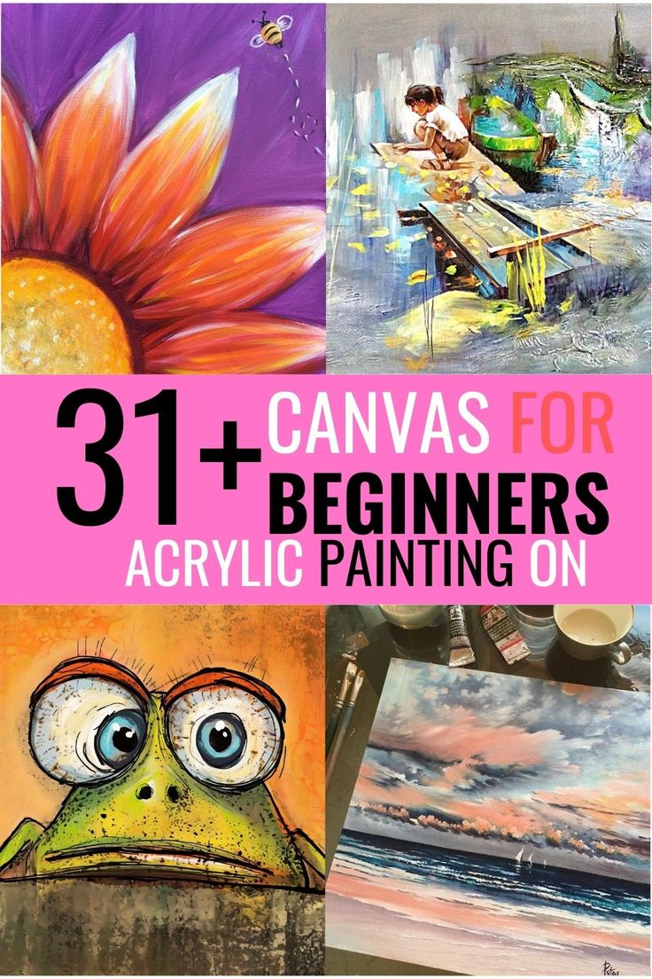 the cover of 31 canvass for beginners acrylic painting on