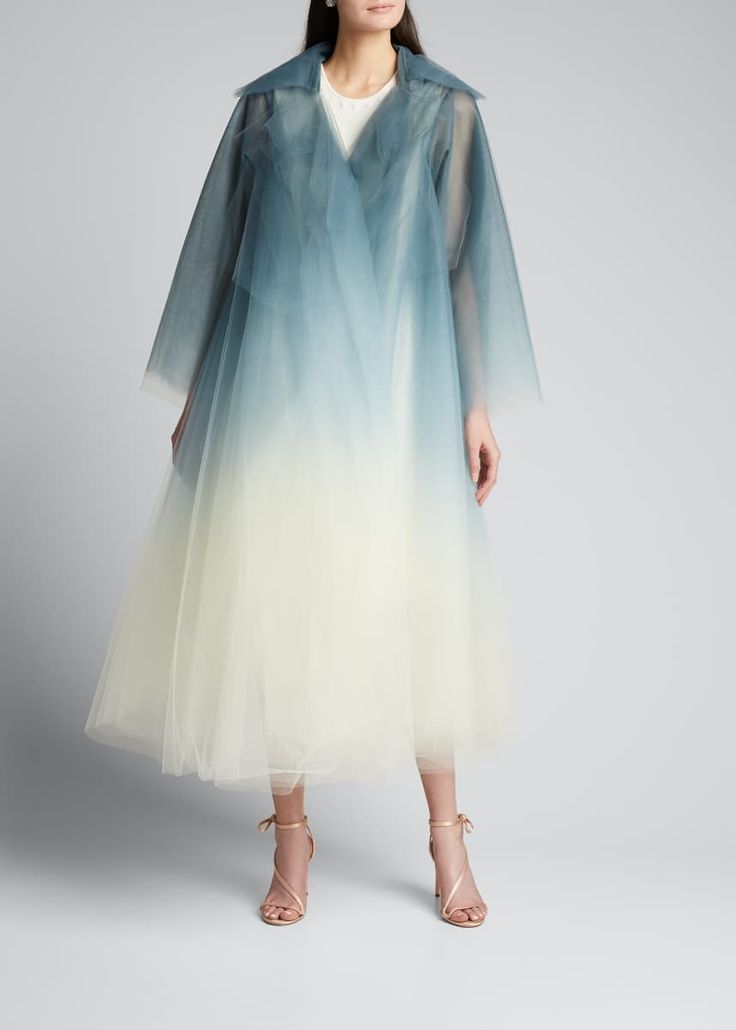 Organza Coat Dress, Tulle Trench Coat, Tulle Coat, Tulle Jacket, Ombre Dress, Ombre Fashion, Fantasy Closet, Abaya Designs, Cooler Look