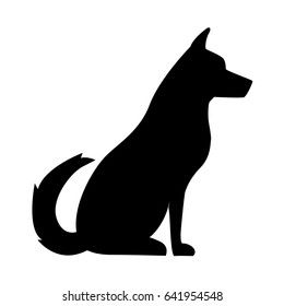 a black silhouette of a dog sitting down