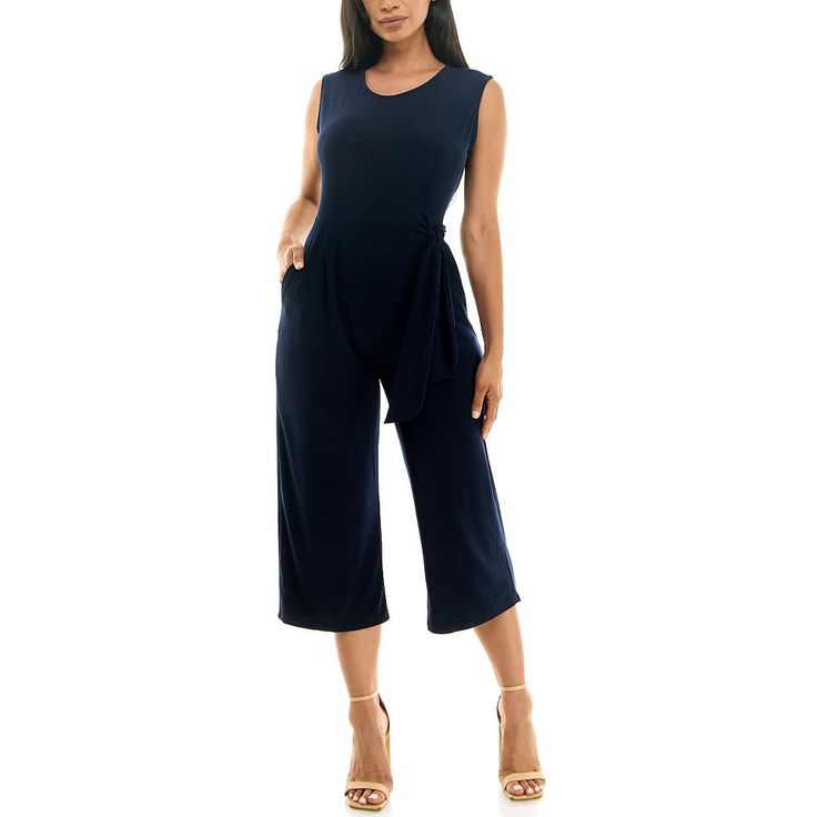 For a chic, put-together look, reach for this women's wide-leg jumpsuit by Nina Leonard. Plus, it has pockets! For a chic, put-together look, reach for this women's wide-leg jumpsuit by Nina Leonard. Plus, it has pockets!Finding the perfect fit and size for women's clothing requires basic measurements of your chest, waist, hips and inseam. Use this guide to learn more about sizing and everything Kohl's has to offer in women's fashion. Crewneck Sleeveless Side-tie sash 2 pockets Jersey constructi Elegant Wide Leg Jumpsuits And Rompers With Pockets, Chic Workwear Jumpsuits And Rompers With Side Pockets, Chic Blue Jumpsuits And Rompers With Pockets, Elegant Overall Jumpsuits And Rompers With Pockets, Elegant Overalls Style Jumpsuits And Rompers With Pockets, Elegant Overalls With Pockets, Chic Jumpsuits And Rompers With Side Pockets, Chic Jumpsuits With Side Pockets, Chic Jumpsuits And Rompers With Side Pockets For Spring