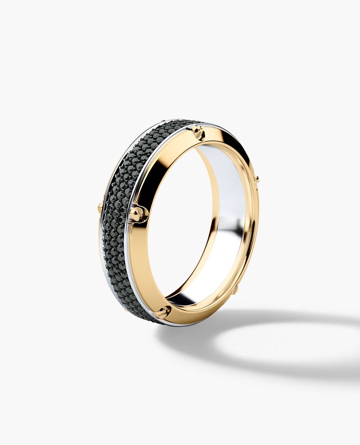 Sleek Interior, Wedding Bands For Him, Comfort Fit Wedding Band, Platinum Rose Gold, Big Diamond, Gold Interior, Black Accessories, Black Diamonds, Pave Setting