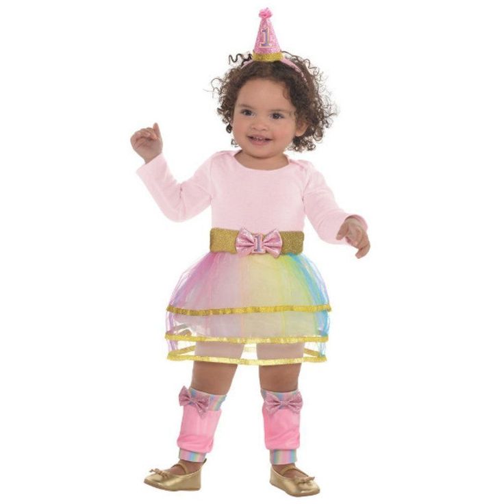 My 1st Birthday Kit....Kit Includes Tutu, Leg Warmers, Crown Headband 4 Pieces Let Your Little Girl Dress Up To Celebrate Her Big Day With This 1st Birthday Girl Kit! Package Includes 1 Cone Hat Headband, 1 Pair Of Leg Warmers, And 1 Colorful Tutu. One Size Fits Most Young Children. 2 Available New In Packaging Cone Hat, 3 3/4" X 4 1/2" 2 Leg Warmers Tutu And Crown Headband Toddler Fancy Dress, Light Up Costumes, Gold Glitter Party, Cone Hat, Birthday Accessories, Rainbow Tutu, Red Costume, Pink Crown, Girls Dress Up