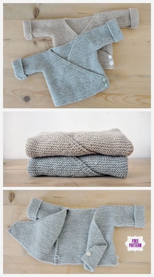 three pictures showing how to make a knitted sweater with the sleeves rolled up and folded down