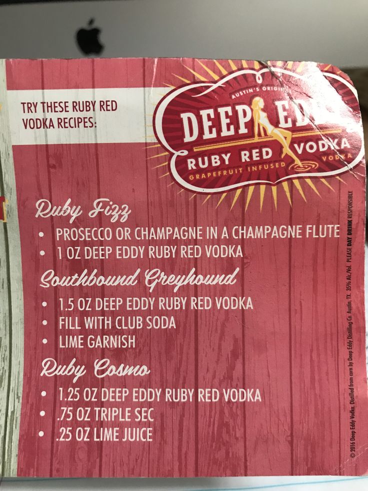 the menu for deep e ruby red vodka