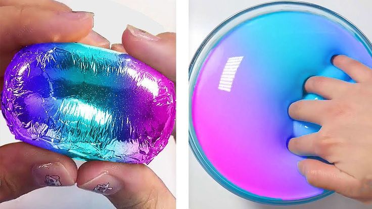 two pictures one is purple and the other is blue with a shiny object in it