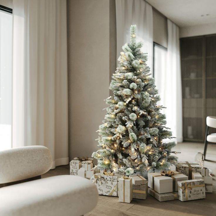 a decorated christmas tree in a living room