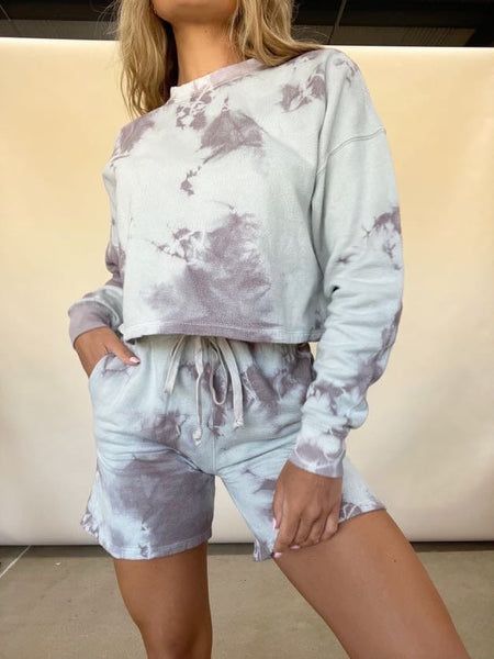 Shirt And Shorts Outfit, Tie Dye Loungewear, Drawstring Shorts Outfit, Straight Clothes, Pajamas Sets, Sweatsuit Set, Casual Tie, Shirt And Shorts, Grey Tie Dye