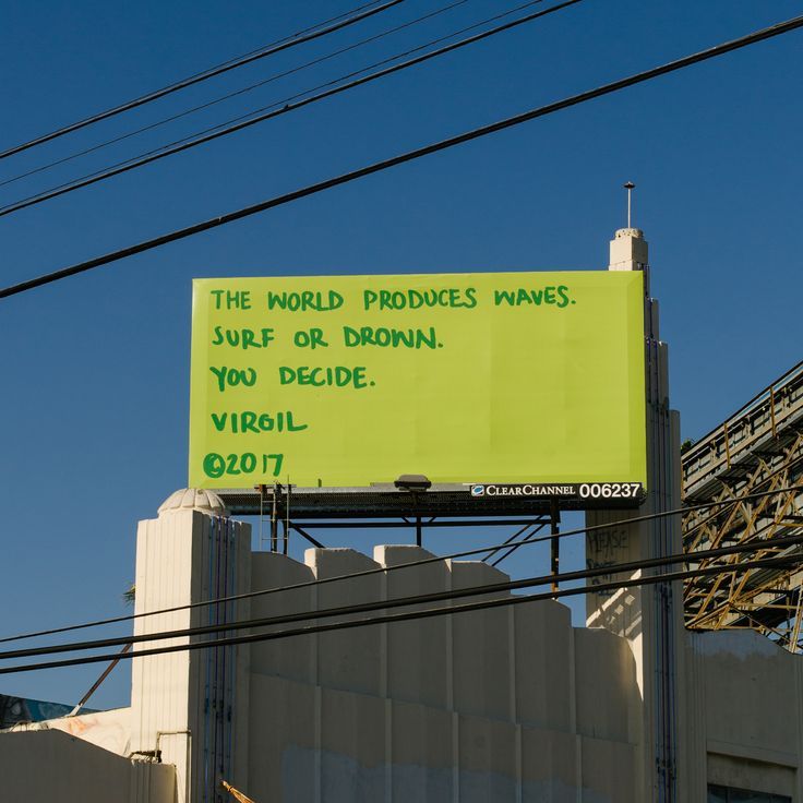 a large billboard on the side of a building with words written below it that reads, the world produces names sure if or drown