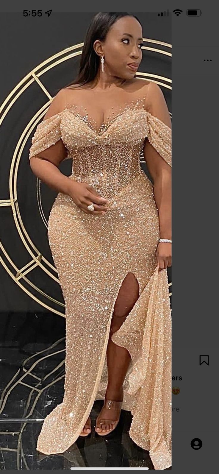 21st Birthday Outfits Plus Size Dresses, Rose Gold Grad Dress, Prom Dress Inspiration Plus Size, Nude Prom Dresses Black Women, Custom Dresses Birthday, Gold Corset Prom Dress, Matric Dance Dresses Ideas, Gold Aso Ebi, Gold Reception Dress