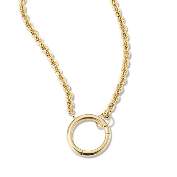 This versatile 14-karat yellow gold rope chain elevates any look. Open the charm ring to add favorite charms  or wear as is. 14k Gold Rope Chain Pendant Jewelry, Yellow Gold Jewelry With Rope Chain Link, Everyday Yellow Gold Rope Chain Jewelry, Charm Ring, Gold Rope Chains, Step Kids, Charm Rings, Rope Chain, Charms