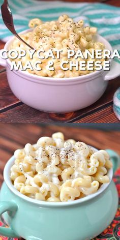 macaroni and cheese in a blue bowl