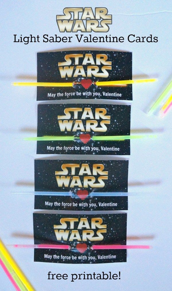 four star wars valentine cards with free printables on the front and back side