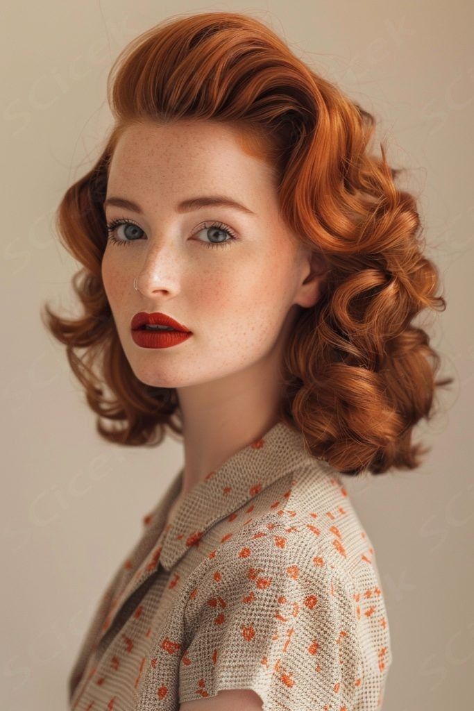 Pin-Up Curls: Pin-up curls bring a vintage charm to hairstyles curly hair, featuring tight curls styled in a glamorous old-Hollywood fashion. This look is perfect for theme parties or when you want a retro touch to your style. Pin-up curls are best achieved with smaller curling tools or pin curls that are set to cool. Discover classic pin-up curl techniques here. Haircuts For Permed Hair, 1950 Hairstyles For Long Hair, Quick Hairstyles For Curly Hair, Hairstyles To Cover Forehead, Wedding Hairstyles Men, Men Knotless Braids, Hair Colour Grey, Curl Techniques, Wedding Long Hairstyles