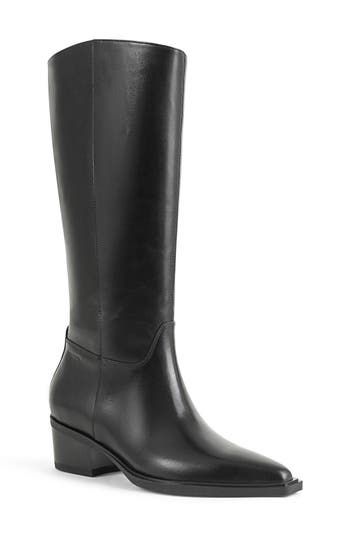 A slanting topline gives subtle-yet-surprising style to this knee-high boot that's fronted by a clipped pointed toe. 1 1/2" heel 15" shaft Pull-on style Leather upper and lining/synthetic sole Imported Classic Knee-high Boots With High Shaft For Work, Classic High Shaft Knee-high Boots For Work, Modern Knee-high Boots With Stacked Heel For Work, Modern Knee-high Boots For Office, Modern Knee-high Boots For Business, Platform Slippers, Kids Sandals, Designer Clothes For Men, Autumn Fashion Women