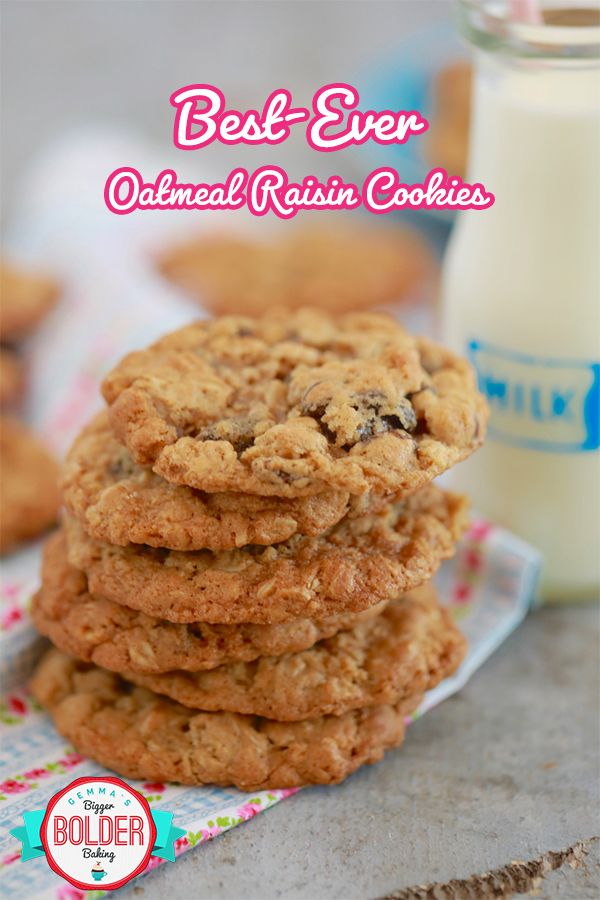 the best ever oatmeal raisin cookies are stacked on top of each other