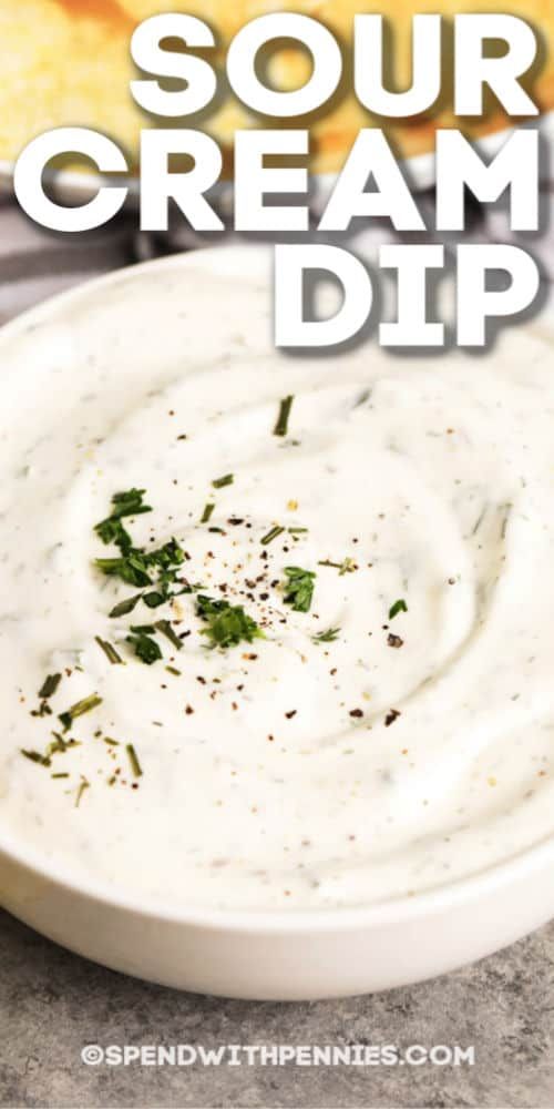 a white bowl filled with sour cream dip