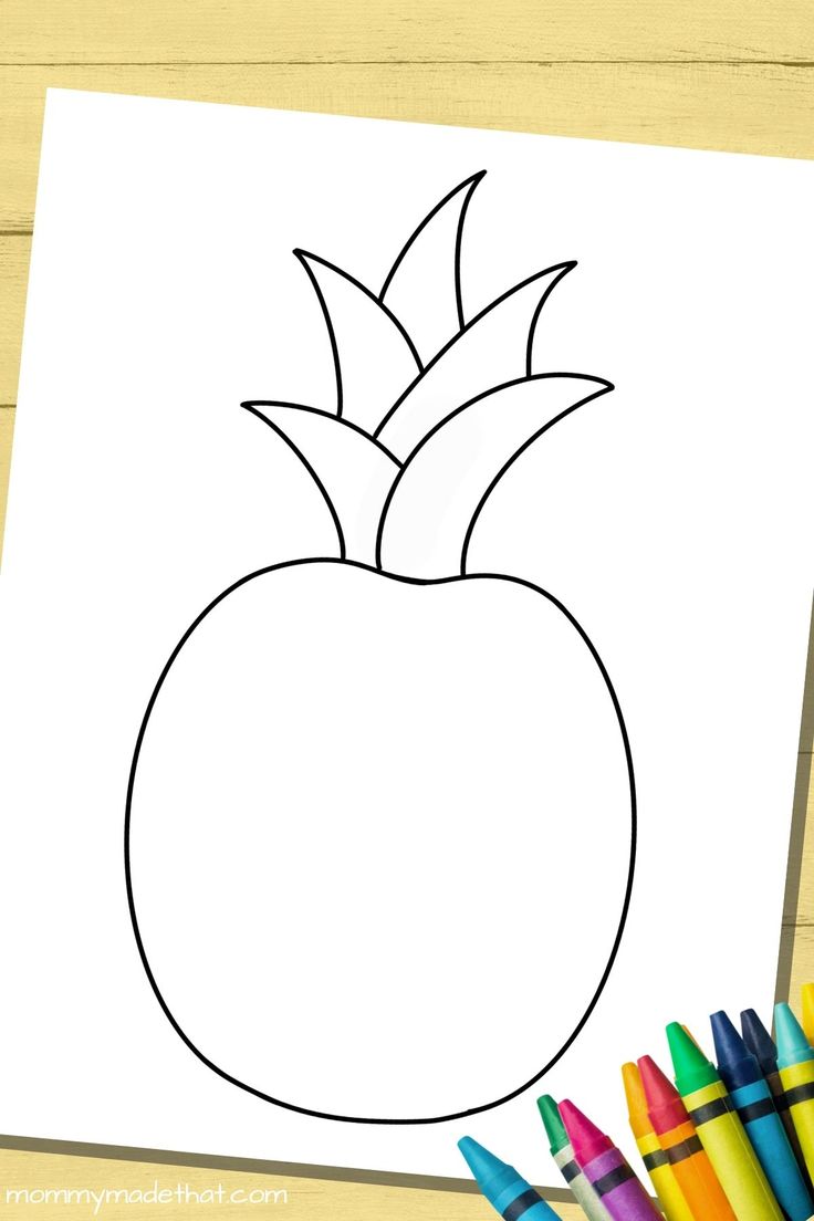 an apple coloring page with crayons next to it